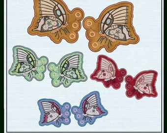 Clockwork Butterfly Machine Embroidery Design, Steampunk Butterfly, In The Hoop Butterfly Shoelace Charms 4x4 and 5x7 Hoop (2094)