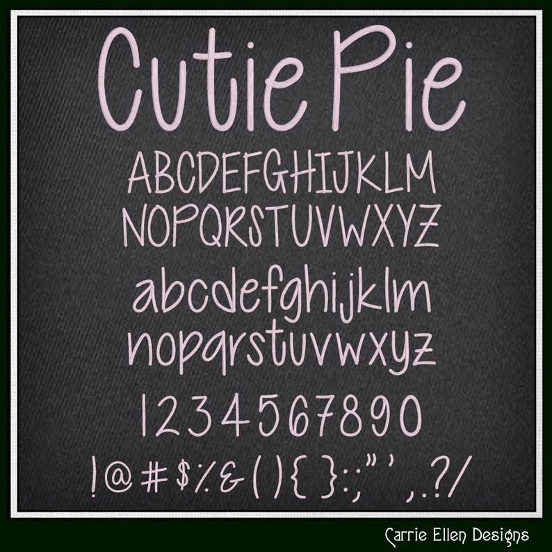 Cutie Pie Handwritten BX Font & Lettering Stitch Files |native ...