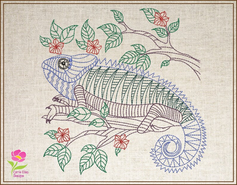Embossing Patterns Lizard Lizard Mandala Machine Embroidery Design, Chameleon Embroidery Design ...