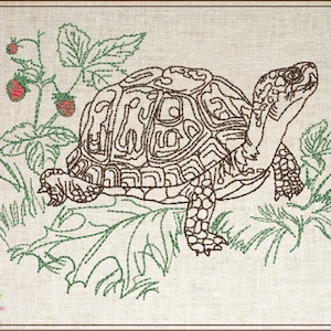 Turtle Machine Embroidery Design, Tortoise Embroidery design, Redwork Animal Embroidery Pattern, 4 Sizes (0444)