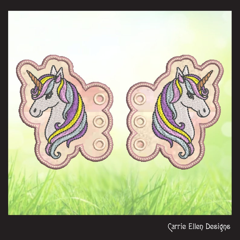 ITH Shoelace Charms Machine Embroidery Design Unicorn Profile Etsy