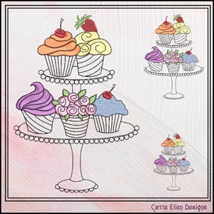 Cupcake Display, Maschinenstickerei, Kuchen, Desserts & Süßes, 6 Größen (0464)