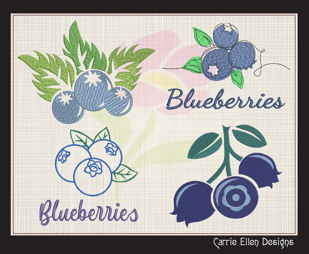 Blueberries Machine Embroidery Design Bundle Summer Orchard Etsy