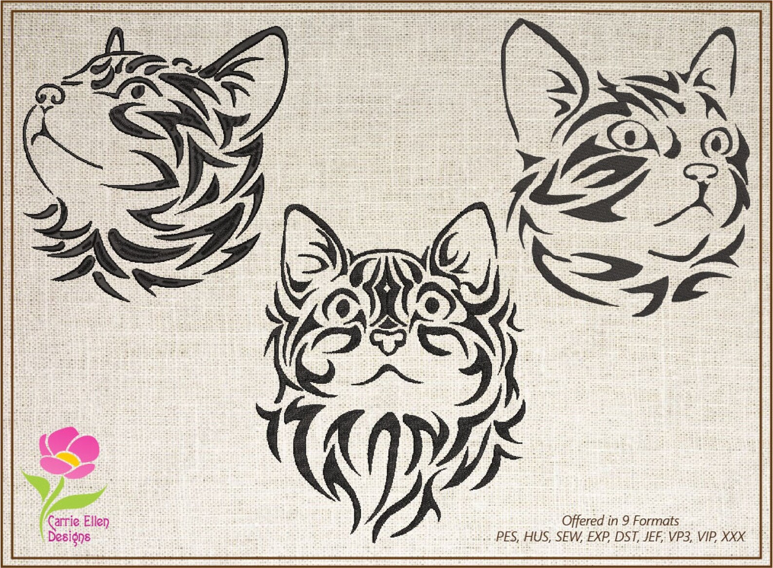 Cat Machine Embroidery Designs Cat Bundle Cat Tattoo Style Etsy
