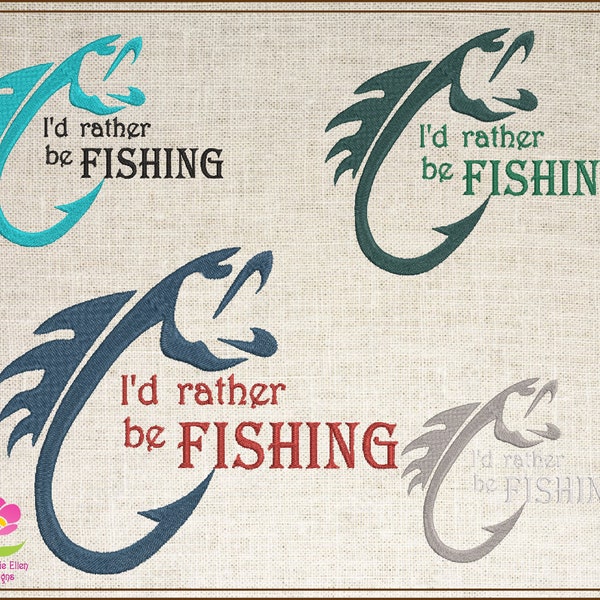 I’d Rather be Fishing Machine Embroidery Design, Sport Fishing Embroidery, Fish and Hook Design, Vocation Design Pattern, 6 Sizes (0495)
