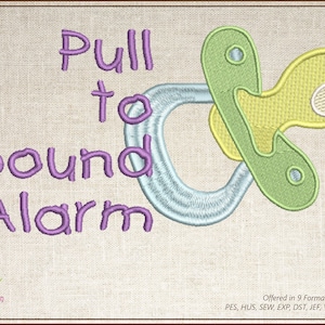 Smoczek z alarmem Pull to Sound Haft maszynowy, Smoczek dla niemowląt Haft maszynowy, Śliniaczek dla niemowląt, Wzory na śpioszki dla maluchów, 8 rozmiarów (0231)