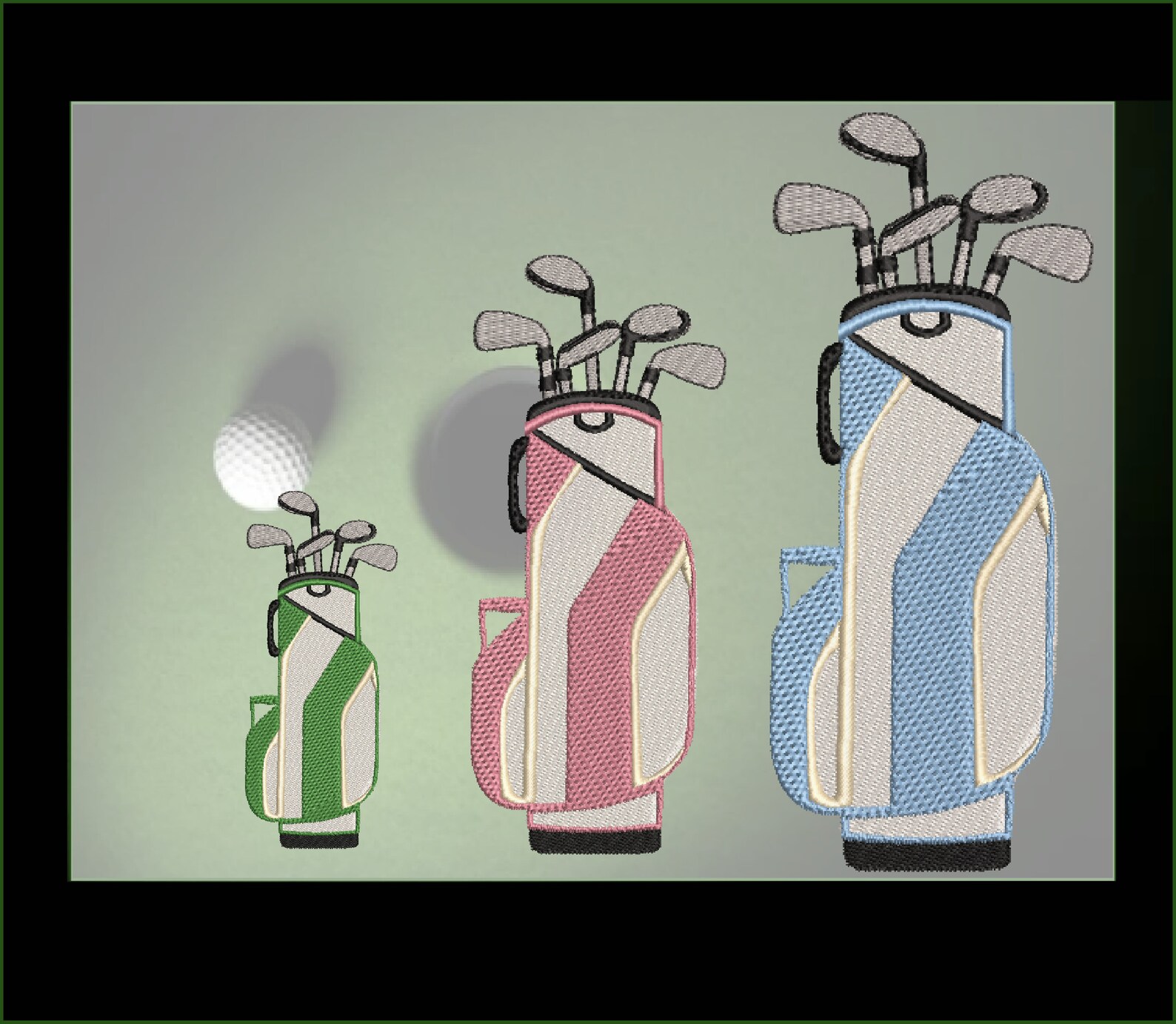 Golf Bag Machine Embroidery Design Sport Embroidery Designs Etsy