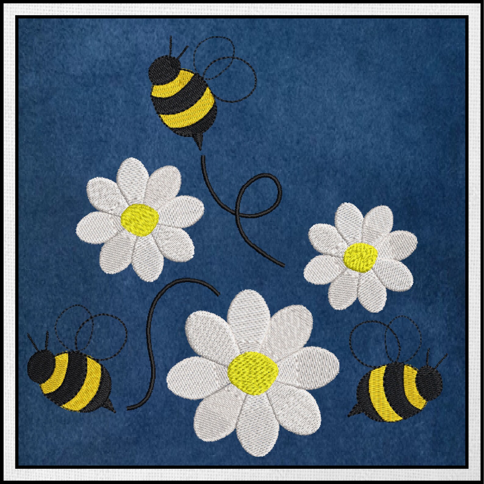 Bumble Bees and Daisies Machine Embroidery Design. Garden | Etsy