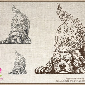 Playful Puppy Machine Embroidery Design, Dog Embroidery, Pet Dog Embroidery, Animal Line Art Embroidery, 6 Size (0515)