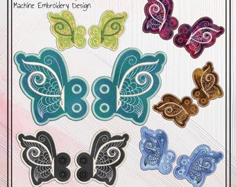 Butterfly In The Hoop Machine Embroidery Shoe Wings,  Bat Wings for Shoes and Boots, 4x4 and 5x7 Hoop ITH Machine Embroidery Project (2854)