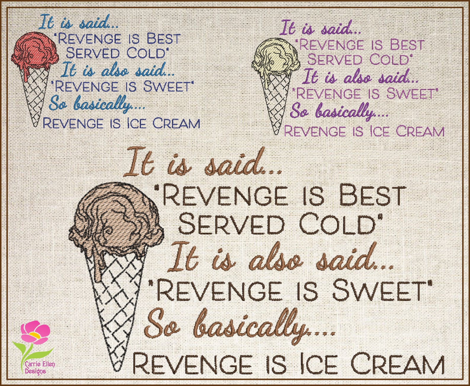 Revenge is Ice Cream Machine Embroidery Design, Revenge Served Cold