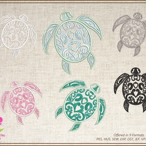 Diseño de bordado a máquina de tortuga marina, tatuaje de tortuga marina, diseño de bordado a máquina, bordado de animales, bordado de reptiles, 8 tamaños (0300)