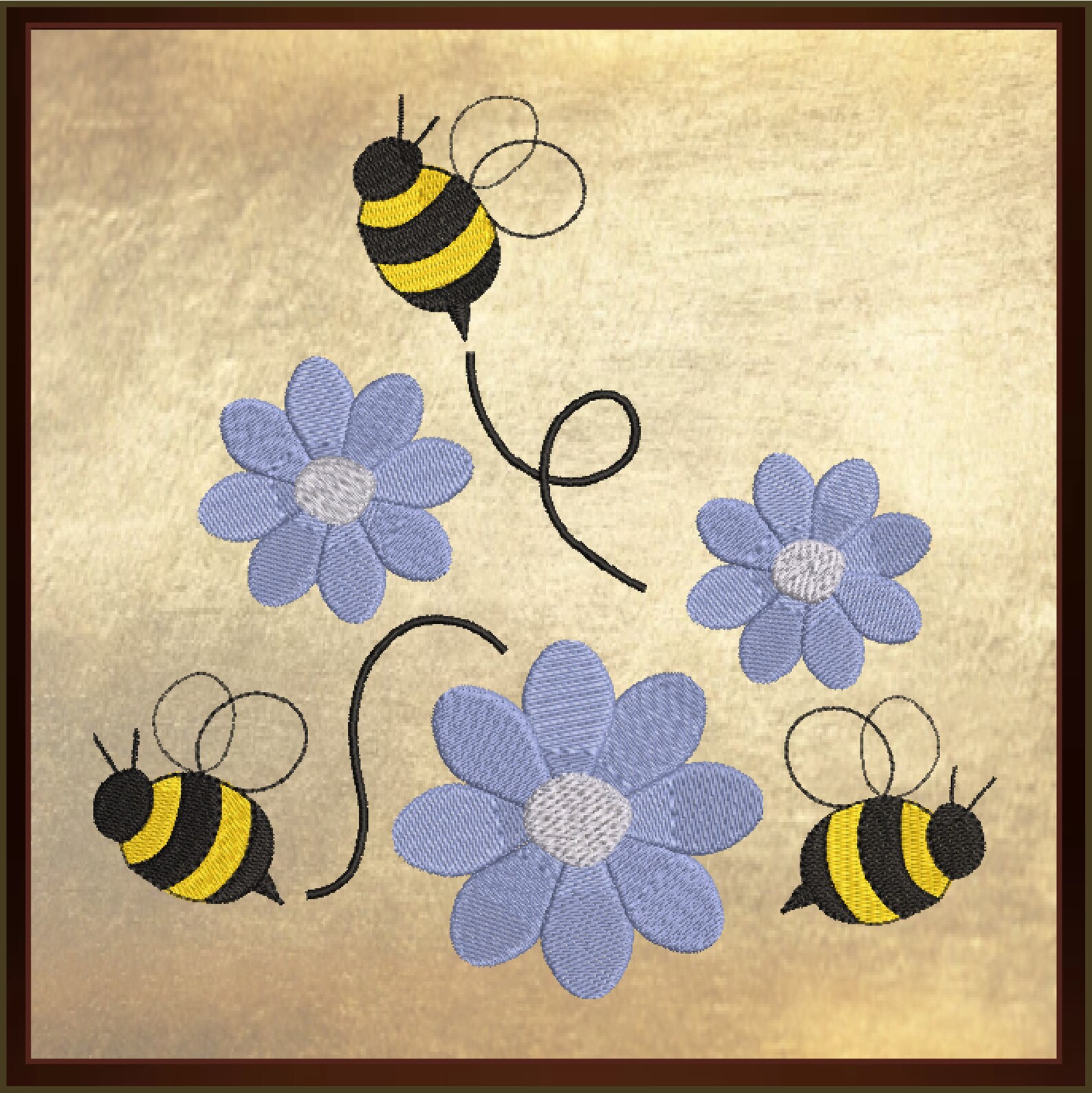 Bumble Bees and Daisies Machine Embroidery Design. Garden | Etsy