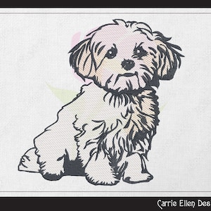 Maltese Puppy Machine Embroidery Design, Cute Pet Dog Design, Dog Lover, 3 Sizes (1812)