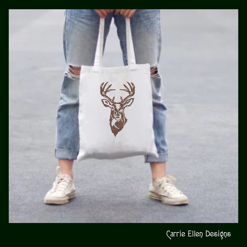 Deer Embroidery Design, Stag Head Profile Machine Embroidery, Wildlife Animal Design, Towel Gift, Machine Embroidery Design, PES Embroidery, Embroidery Patterns, Design Update, Bestseller, Embroidery Pattern, Custom Embroidery Carrie Ellen Designs