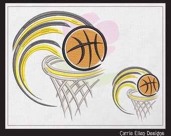 Basketball Machine Embroidery Design, Ball and Hoop Design, Nothing but Net Embroidery, Sport Embroidery Design, 6 Sizes (0104)