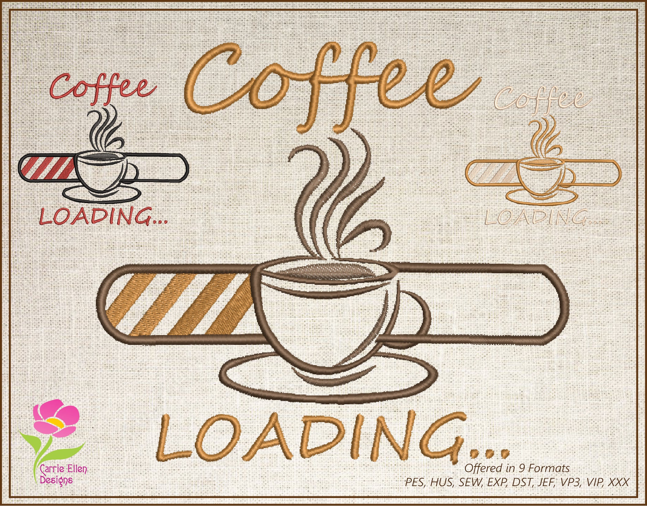 Loading Coffee Design Coffee Loading Machine Embroidery Design, Coffee Loading Tech Bar ...