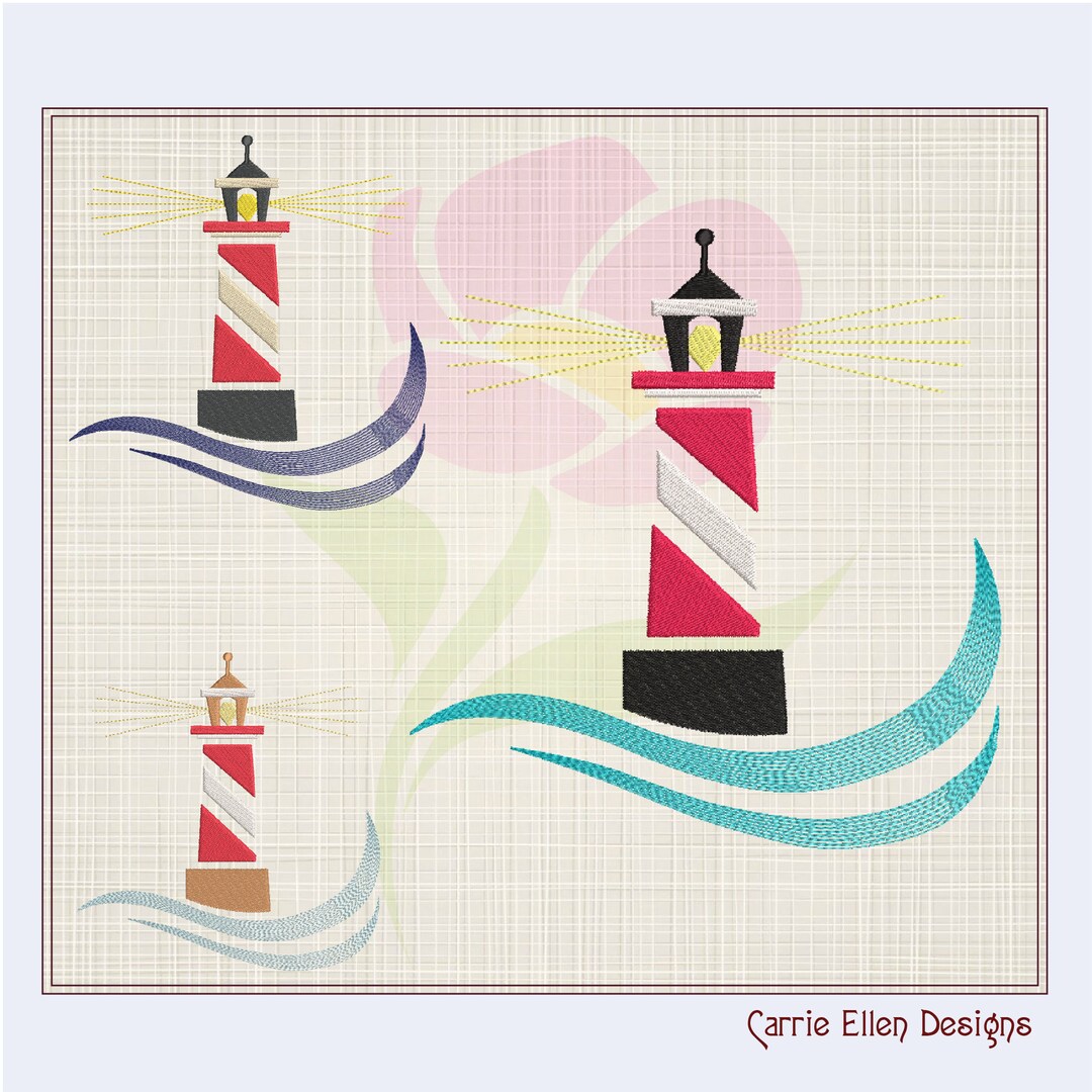 Lighthouse Machine Embroidery Design Coastal Light House - Etsy