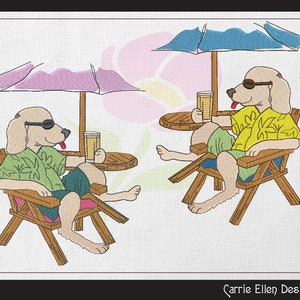 Poolside Puppy Embroidery Design, Machine Embroidery, Funny Cartoon Dog Drinking by the Pool, 6 Sizes (1489)