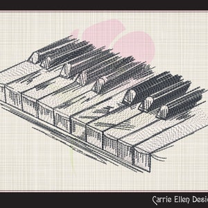 Piano Keyboard Embroidery, Musical Instrument Machine Embroidery Design, Music Embroidery, Song Embroidery 6 Sizes (1188)