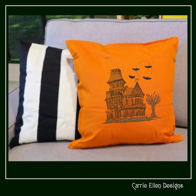 Haunted House Machine Embroidery Design, Halloween Embroidery Design ...