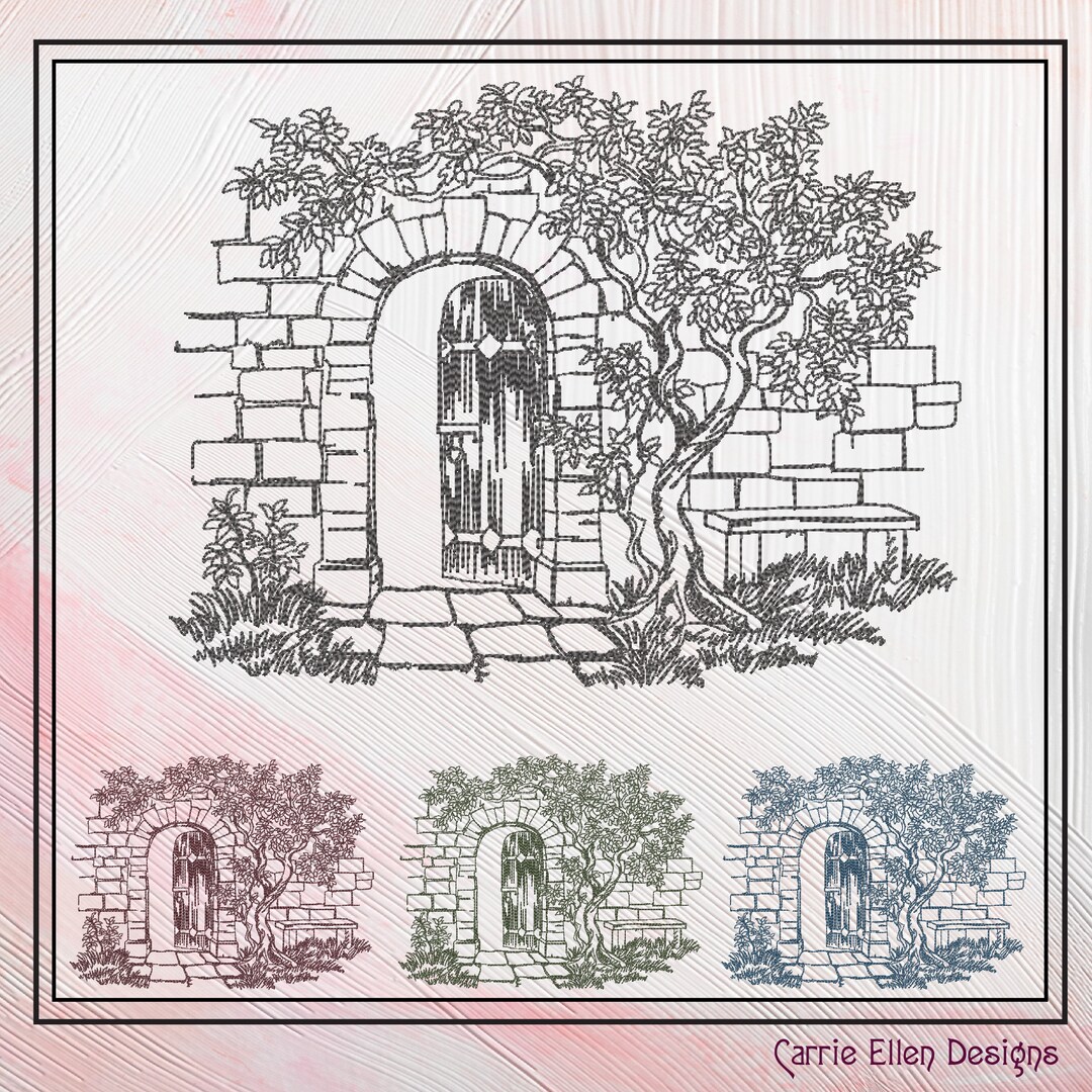 Garden Gate Machine Embroidery Design, Sketch Machine Embroidery Design ...