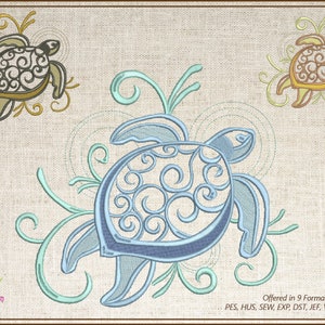 Sea Turtle Embroidery Design, Turtle Embroidery Design, Machine Embroidery Design, Sea Life Design, 10 Sizes (0177)