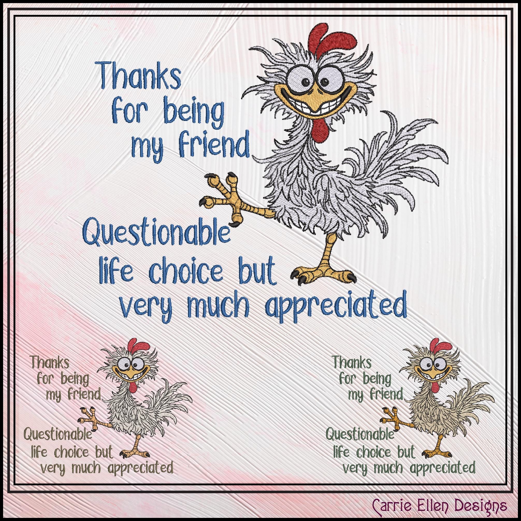 Questionable Life Choice – Funny Chicken Machine Embroidery Design ...