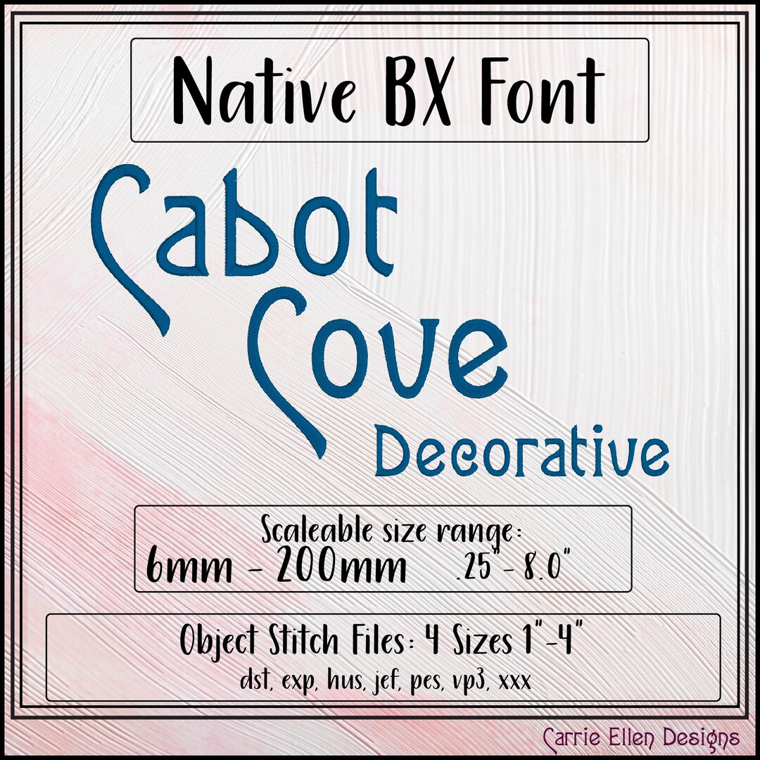 Cabot Cove Decorative BX Font & Lettering Stitch Files |native ...