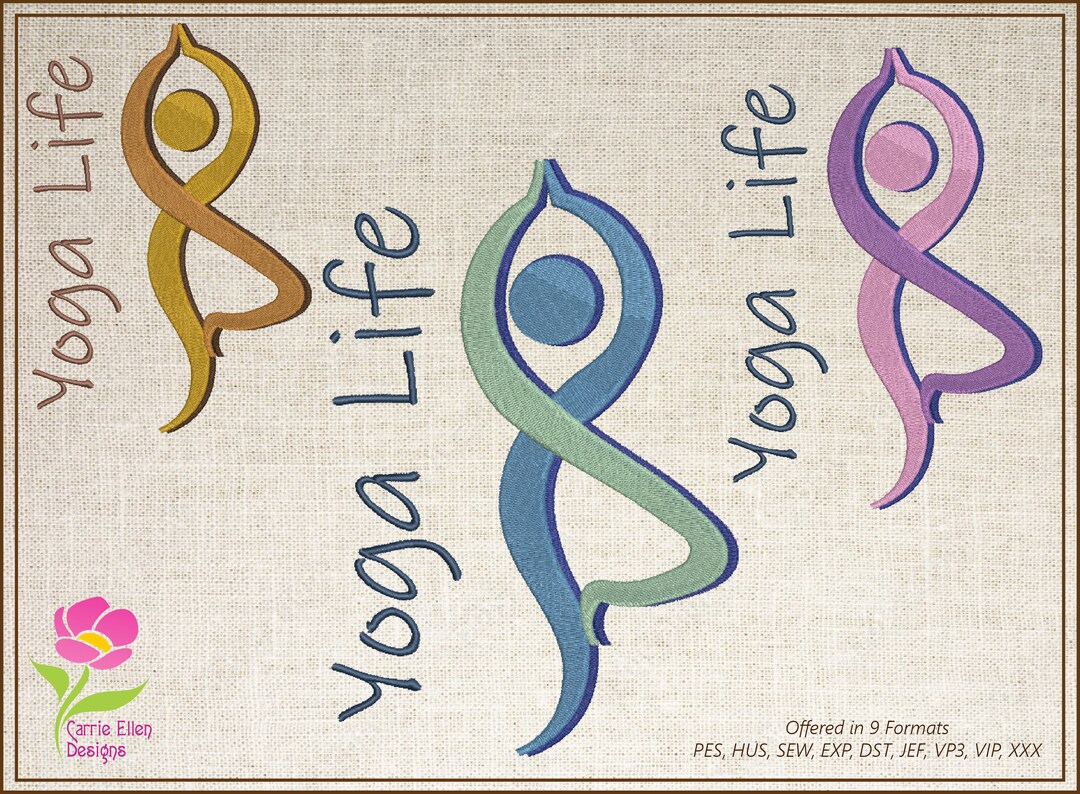 Yoga Life Machine Embroidery Design, Yoga Embroidery Design, Sports and Fitness Embroidery