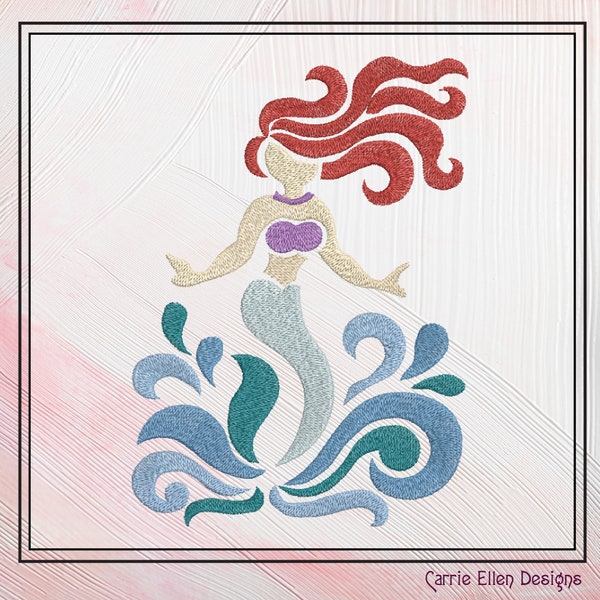 Mermaid Machine Embroidery Design, Mermaid Splash Silhouette, Sea Life Marine Embroidery Design, 6 Sizes (0271)