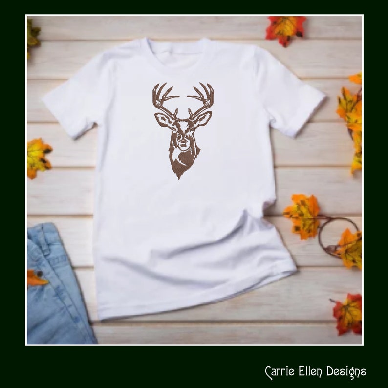 Deer Embroidery Design, Stag Head Profile Machine Embroidery, Wildlife Animal Design, Towel Gift, Machine Embroidery Design, PES Embroidery, Embroidery Patterns, Design Update, Bestseller, Embroidery Pattern, Custom Embroidery Carrie Ellen Designs