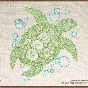 Sea Turtle Machine Embroidery Design, Animal Embroidery, Ocean Tortoise, Marine Animal Popular, Trending, 8 Sizes (0290)