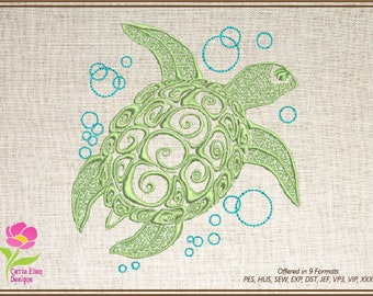 Sea Turtle Machine Embroidery Design, Animal Embroidery, Ocean Tortoise, Marine Animal Popular, Trending, 8 Sizes (0290)