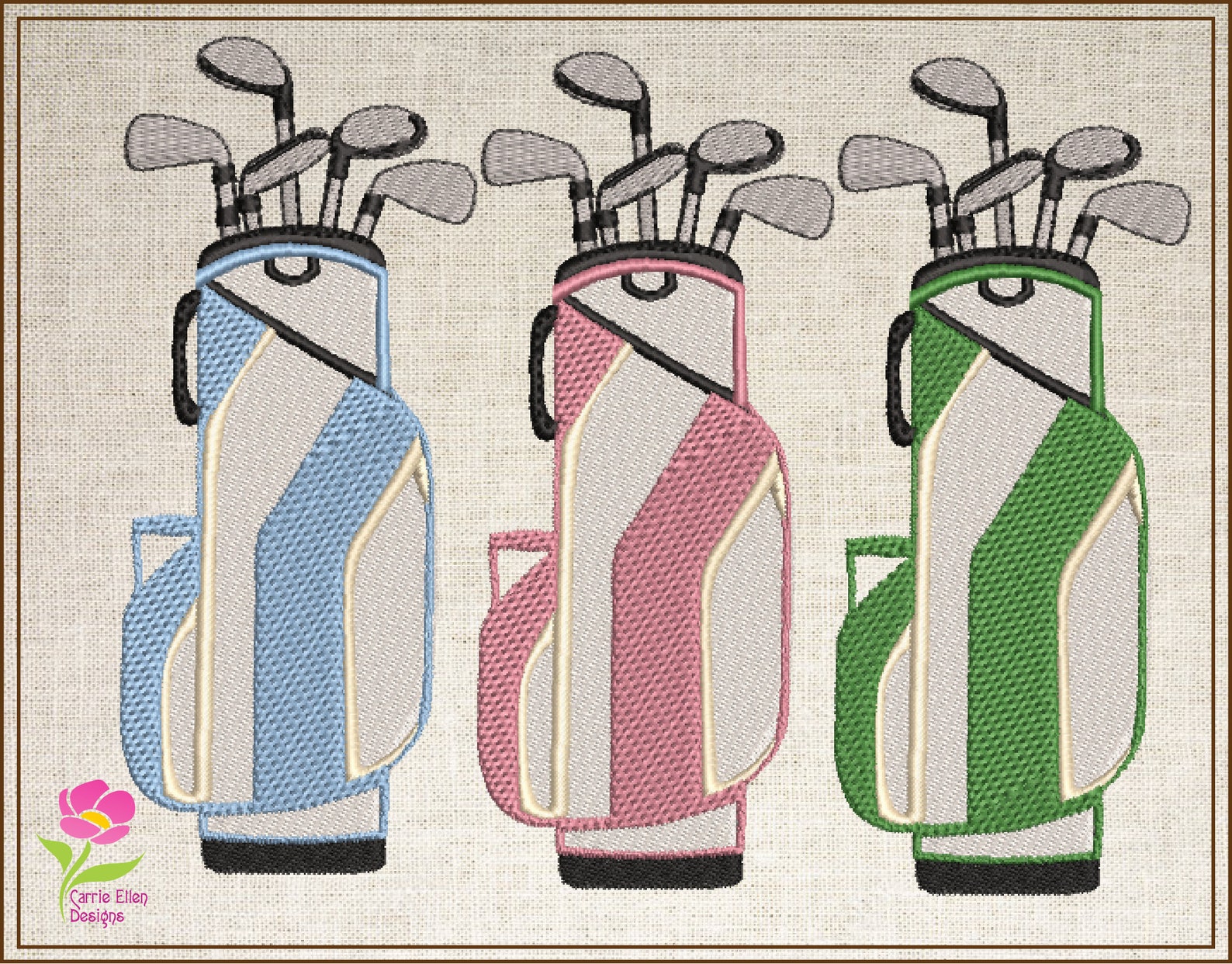 Golf Bag Machine Embroidery Design Sport Embroidery Designs Etsy
