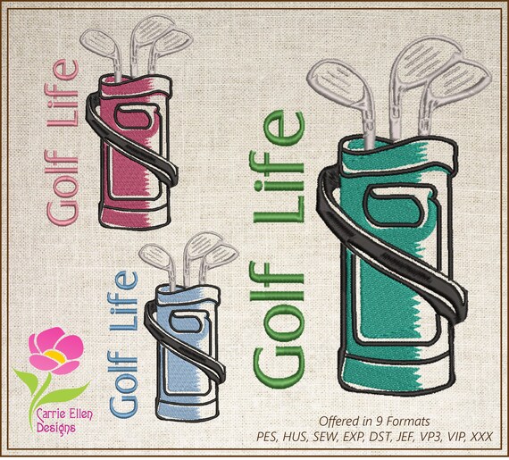 Golf Bag Embroidery Design. Golf Machine Embroidery Design Etsy