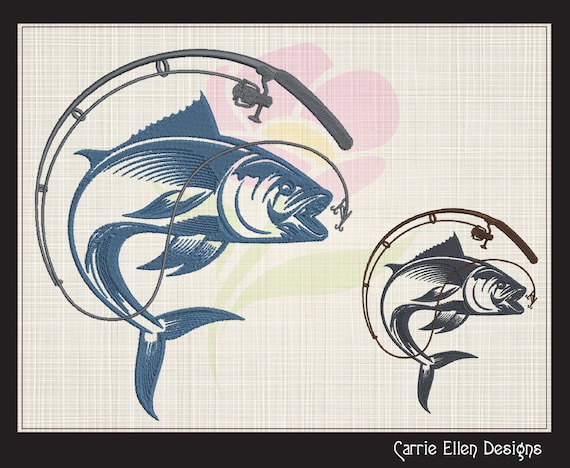 Diseño de bordado de pesca, bordado de máquina de caña de pescar, diseño de  bordado de lubina de boca ancha, diseño de boceto de pesca, 8 tamaños 1121  -  México