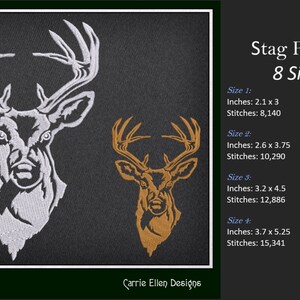 Deer Embroidery Design, Stag Head Profile Machine Embroidery, Wildlife Animal Design, Towel Gift, Machine Embroidery Design, PES Embroidery, Embroidery Patterns, Design Update, Bestseller, Embroidery Pattern, Custom Embroidery Carrie Ellen Designs