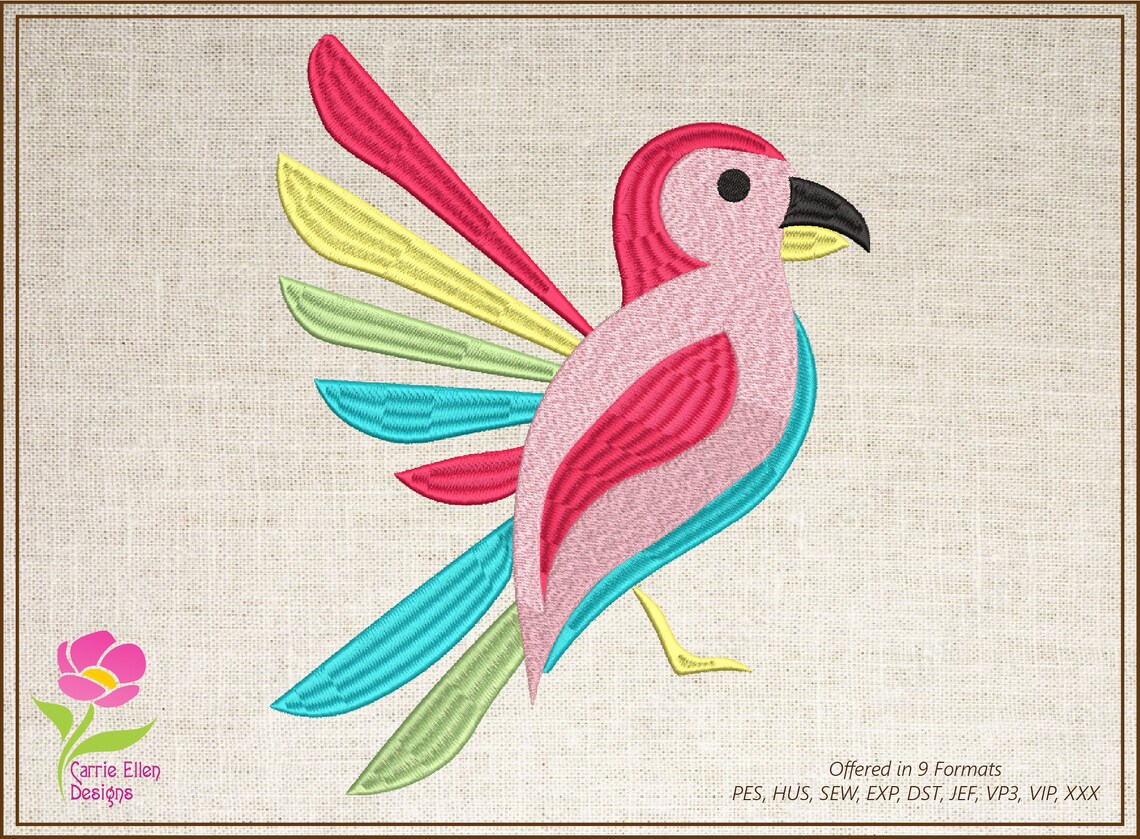 Parrot embroidery design tropical bird embroidery design  etsy