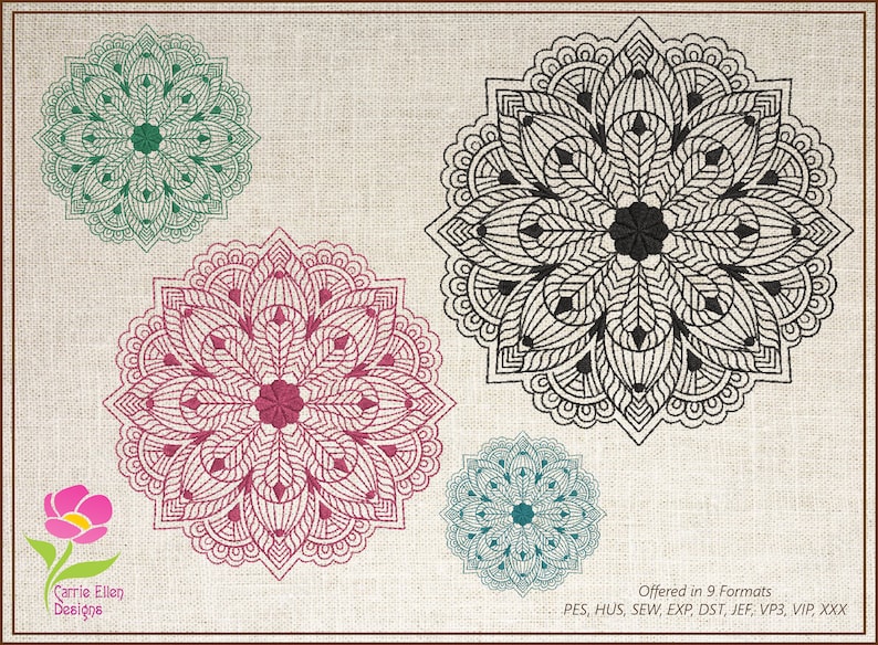 Mandala Embroidery Design, Lace Embroidery, Mandala Flower, Floral Line