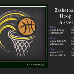 Basketball Machine Embroidery Design, Ball and Hoop, Sport Embroidery, PE Embroidery File, Embroidery Patterns, Embroidery File, Popular Update New, Bestseller Trending, Machine Embroidery, Embroidery Designs, Custom Embroidery, Discount Sale Free