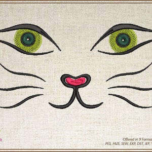 Cat Face Machine Embroidery Design, Pet Embroidery, Cute Cat Cartoon ...