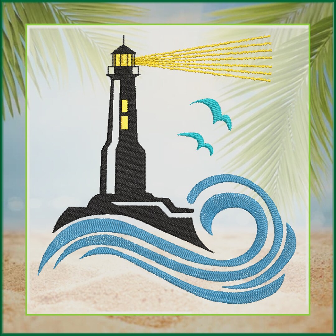 Lighthouse Machine Embroidery Design, Coastal Light House Island ...