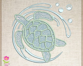 Sea Turtle Machine Embroidery Design, Animal Embroidery, Ocean Tortoise, Marine Animal Popular, Trending, 6 Sizes (0151)