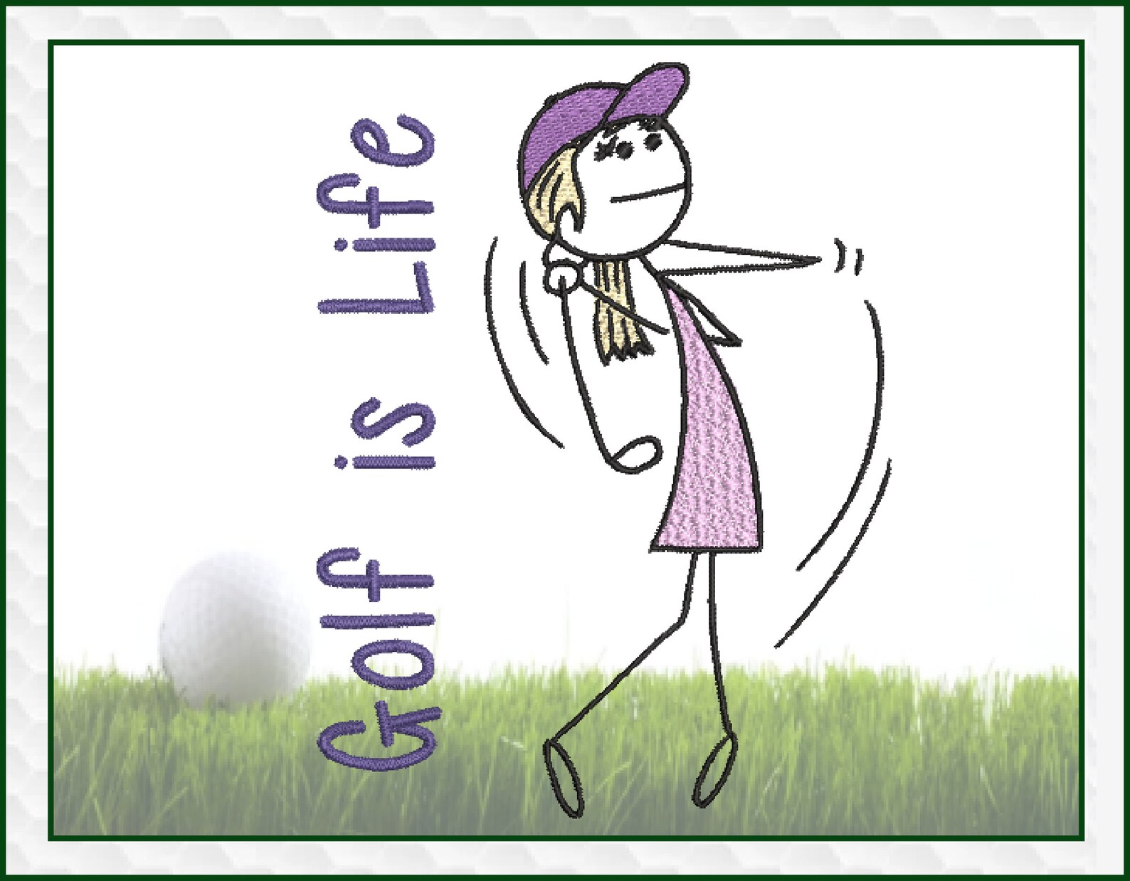 Lady Golfer Machine Embroidery Design Golf is Life Female Etsy