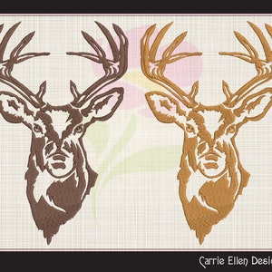 Deer Embroidery Design, Stag Head Profile Machine Embroidery, Wildlife Animal Design, Towel Gift, Machine Embroidery Design, PES Embroidery, Embroidery Patterns, Design Update, Bestseller, Embroidery Pattern, Custom Embroidery Carrie Ellen Designs