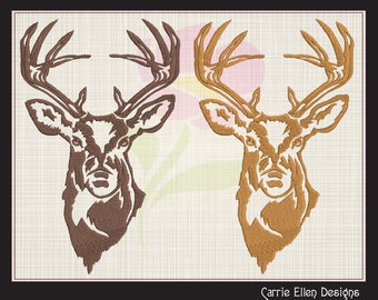 Deer Embroidery Design, Stag Head Profile Machine Embroidery, Wildlife Animal Design, 8 Sizes (1139)