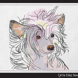 Motif de broderie Machine chinois à crête, race de chien Toy AKC, conception pour les amoureux des chiens, 6 tailles (1544)