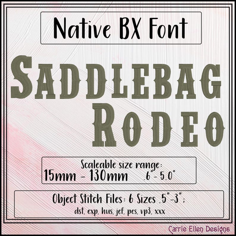 Saddlebag BX Fonts and Lettering Stitch Files, Western Rodeo Alphabet ...
