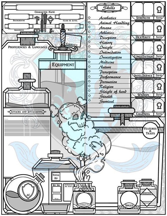 Custom Character Sheet Alchemist Poisoner Rogue Etsy